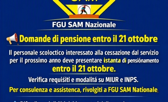 Domande di pensione entro il 21 ottobre