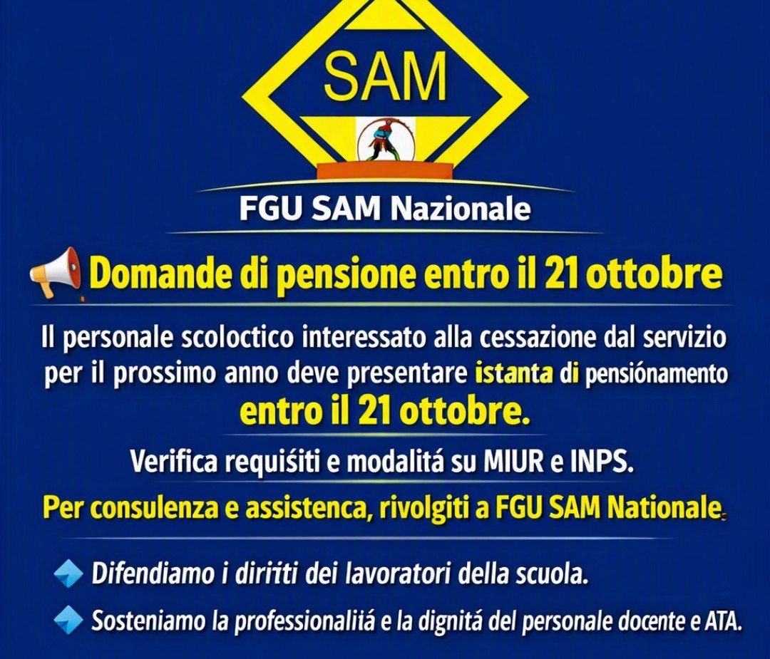 Domande di pensione entro il 21 ottobre